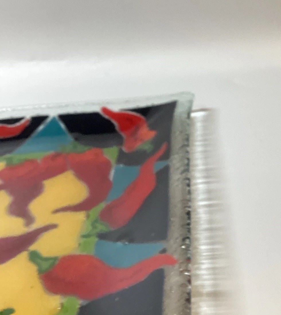 Chili Pepper Fused Art Glass Tray Signed P Karr