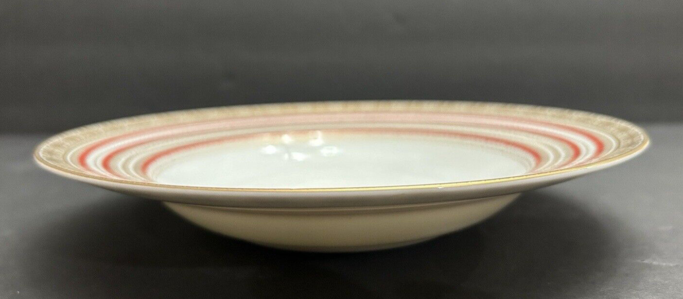 Jammet Seignolles Sangallo Limoges 9” Soup Bowl Handpainted Red & Gold SET OF 6