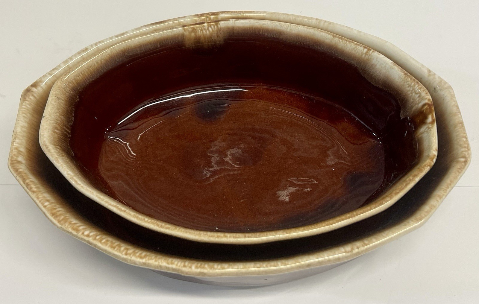 Vintage MCM Brown Drip Glaze Pottery Set Mugs Bowls Creamer USA Oven Proof