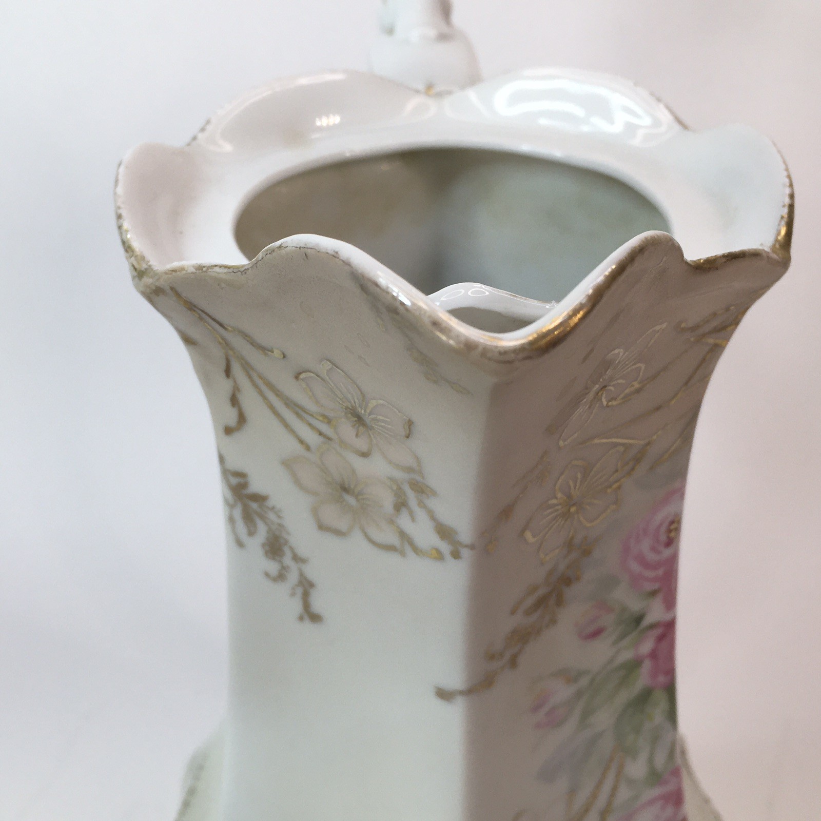 Antique RS Prussia Red Mark Chocolate Pot White Body W/ Pink Rose Gold Accent