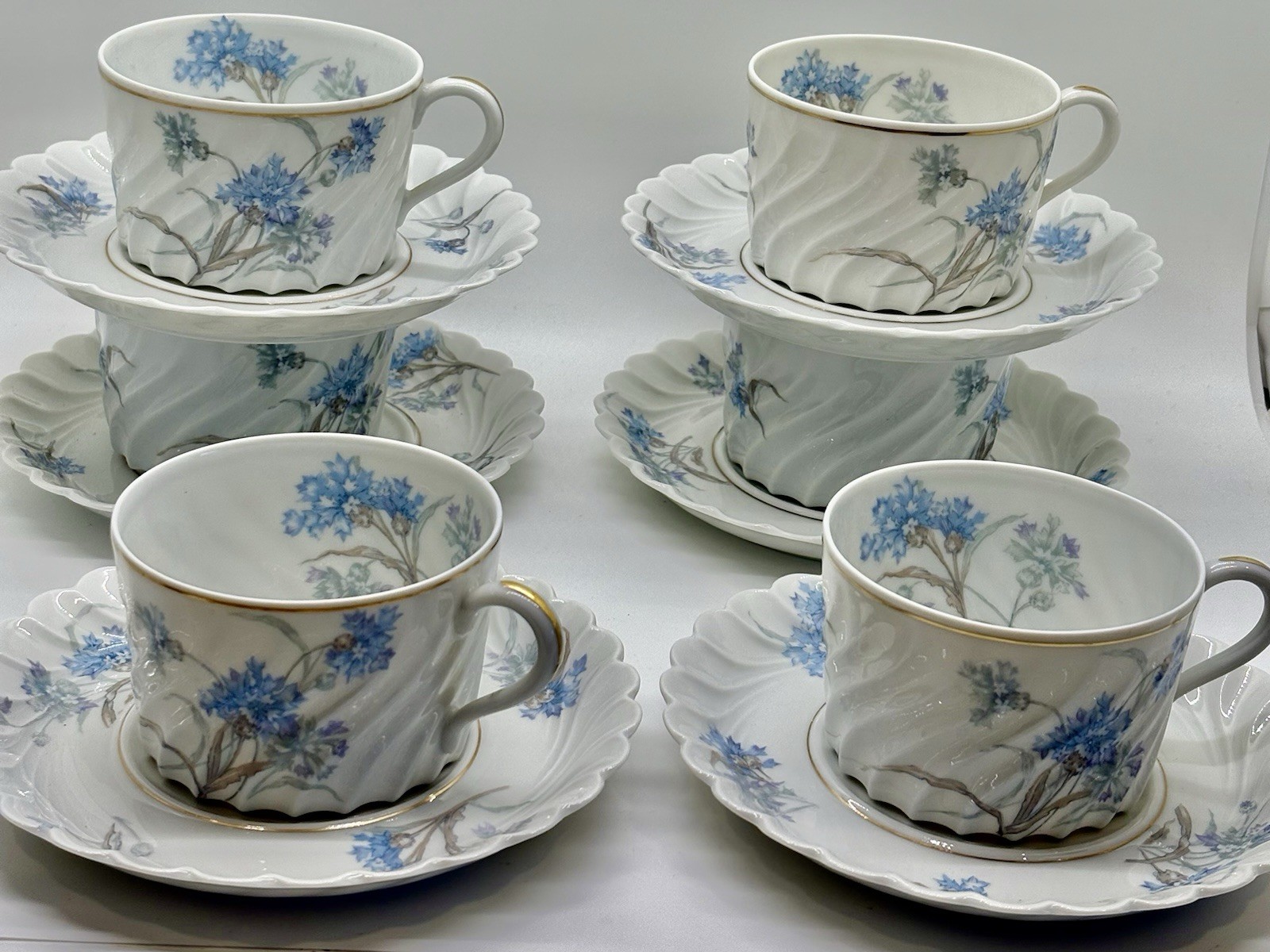 HAVILAND Limoges Bergere Blue Flowers Coffee / Tea Cup & Saucer