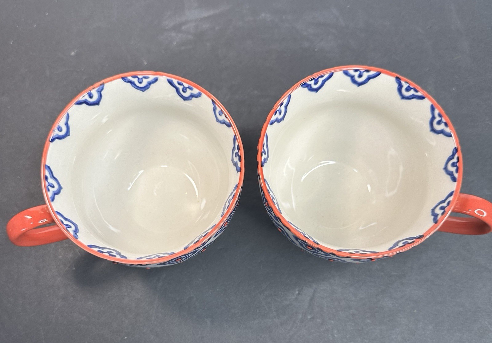 Yokohama Studio Hand Painted Raised Dot Floral Ceramic Mug Set 2 Japan Beautiful