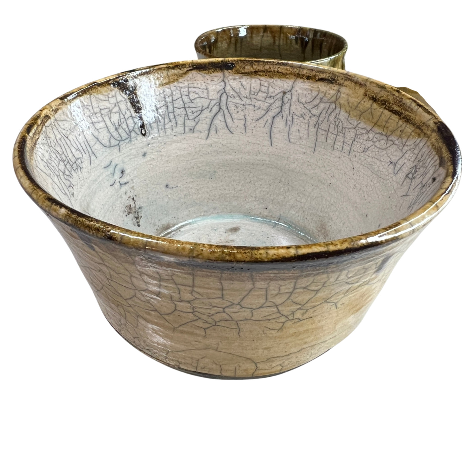 Handmade Studio Pottery Bowl Set 3 Signed Alyce Drip Glaze Ceramic