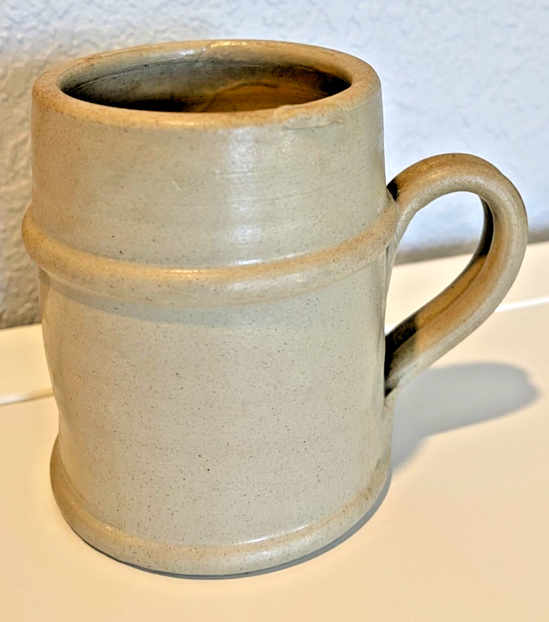 Vintage Williamsburg Pottery 1992 Salt Glaze Cobalt Blue Leaf Mug Cup