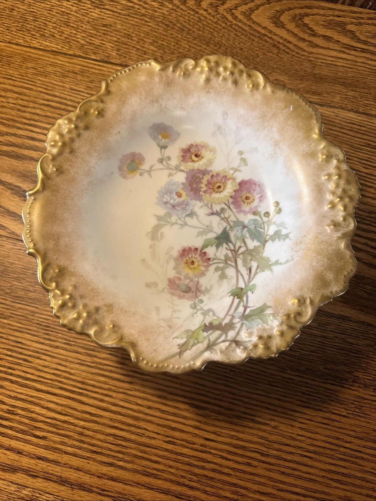 Colton Burslem England Scalloped Pedestal Plate 9” Gold Floral