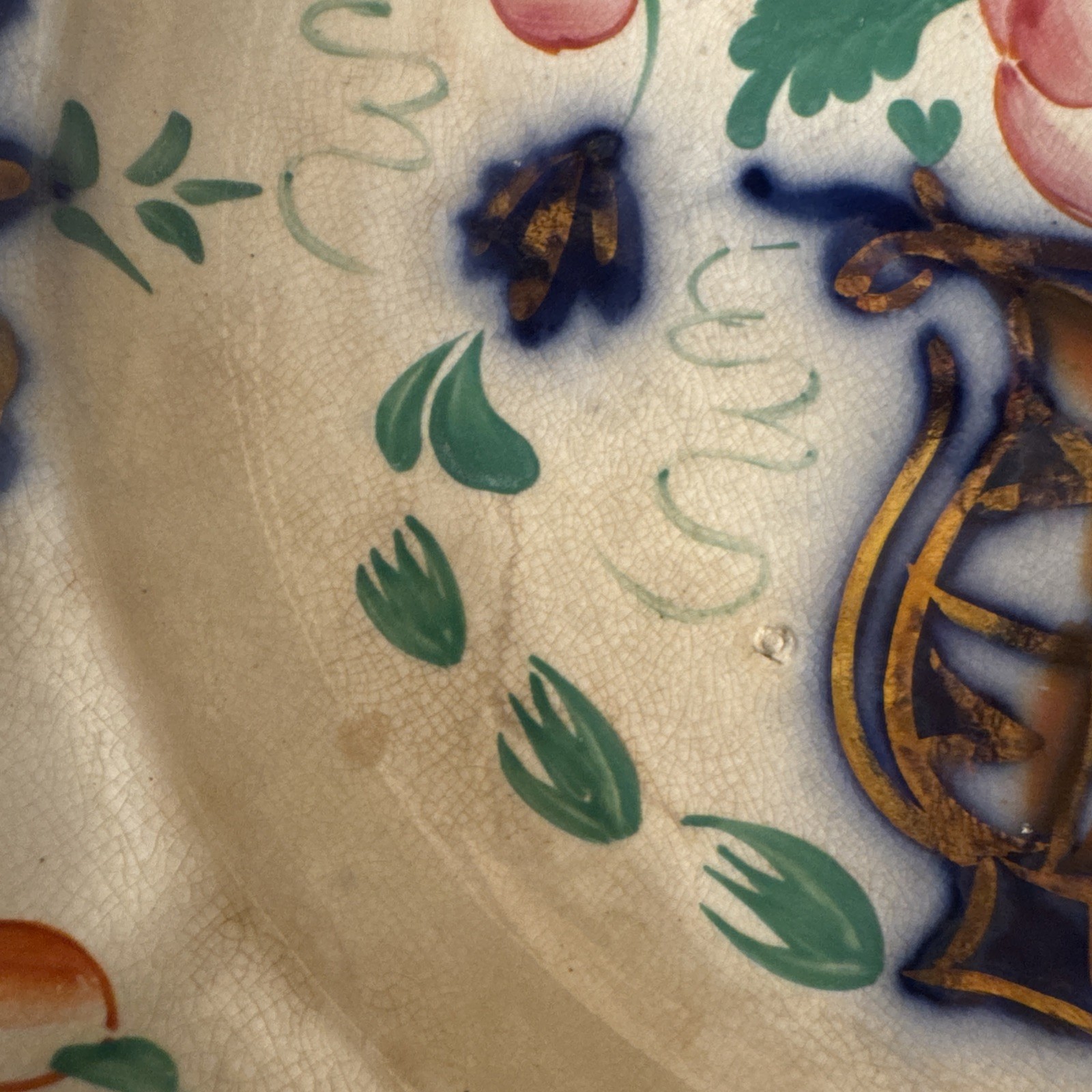 Antique Gaudy Welsh Ironstone Plate. @ 8 1/2 Inches