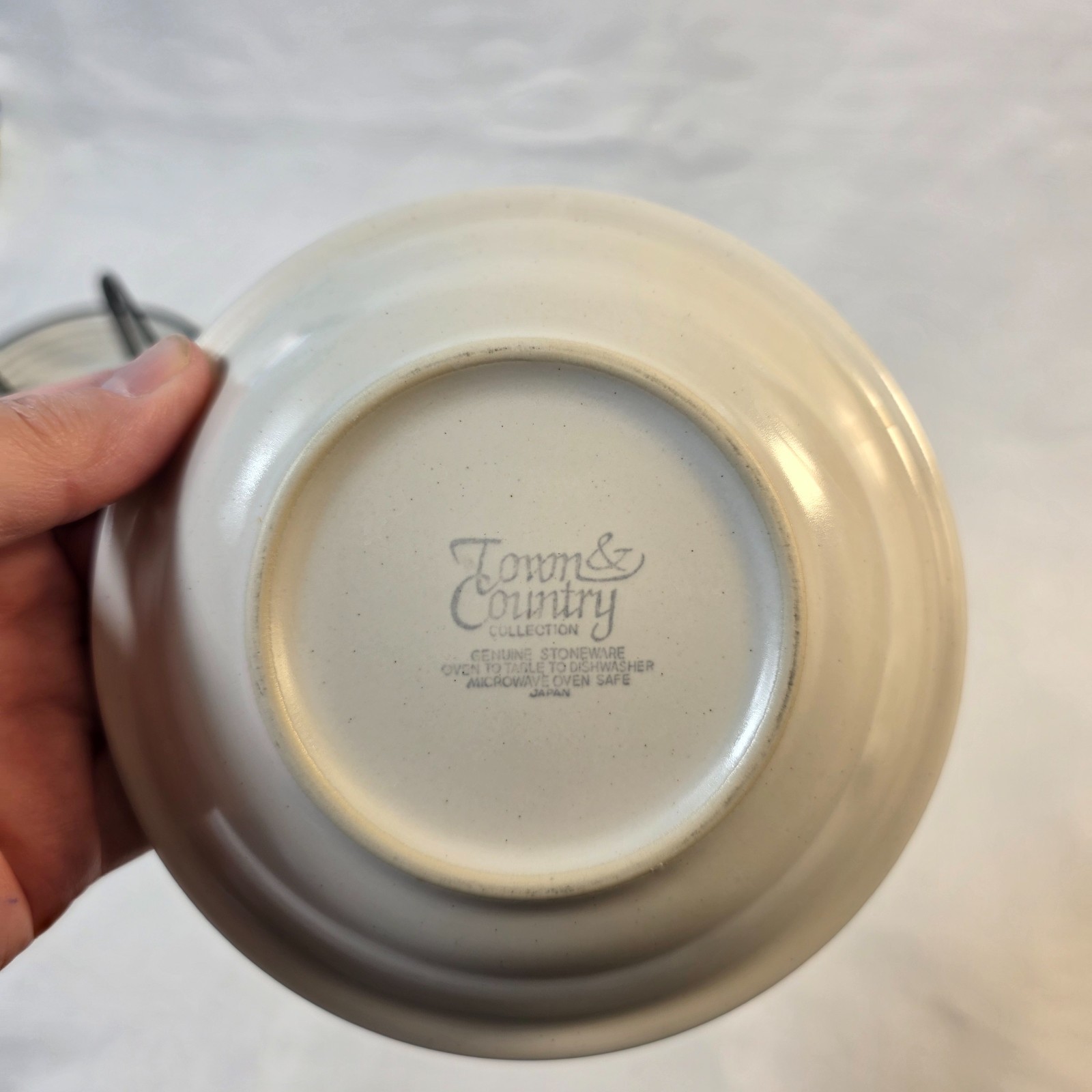 FOUR Town & Country Blue Ridge Fruit Bowls White with Blue Ring on Rim