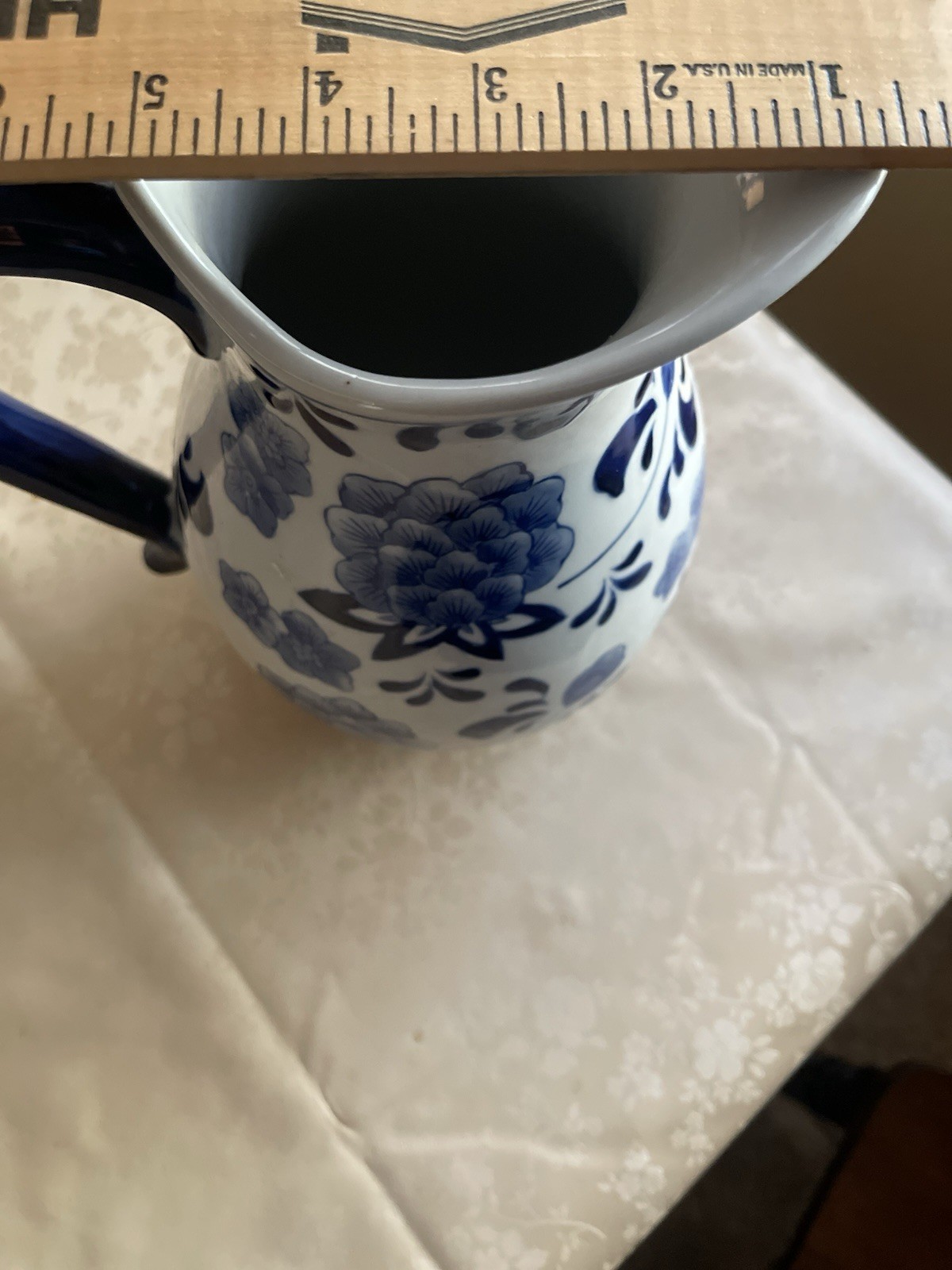 Vintage Blue and White Pitcher / Vase