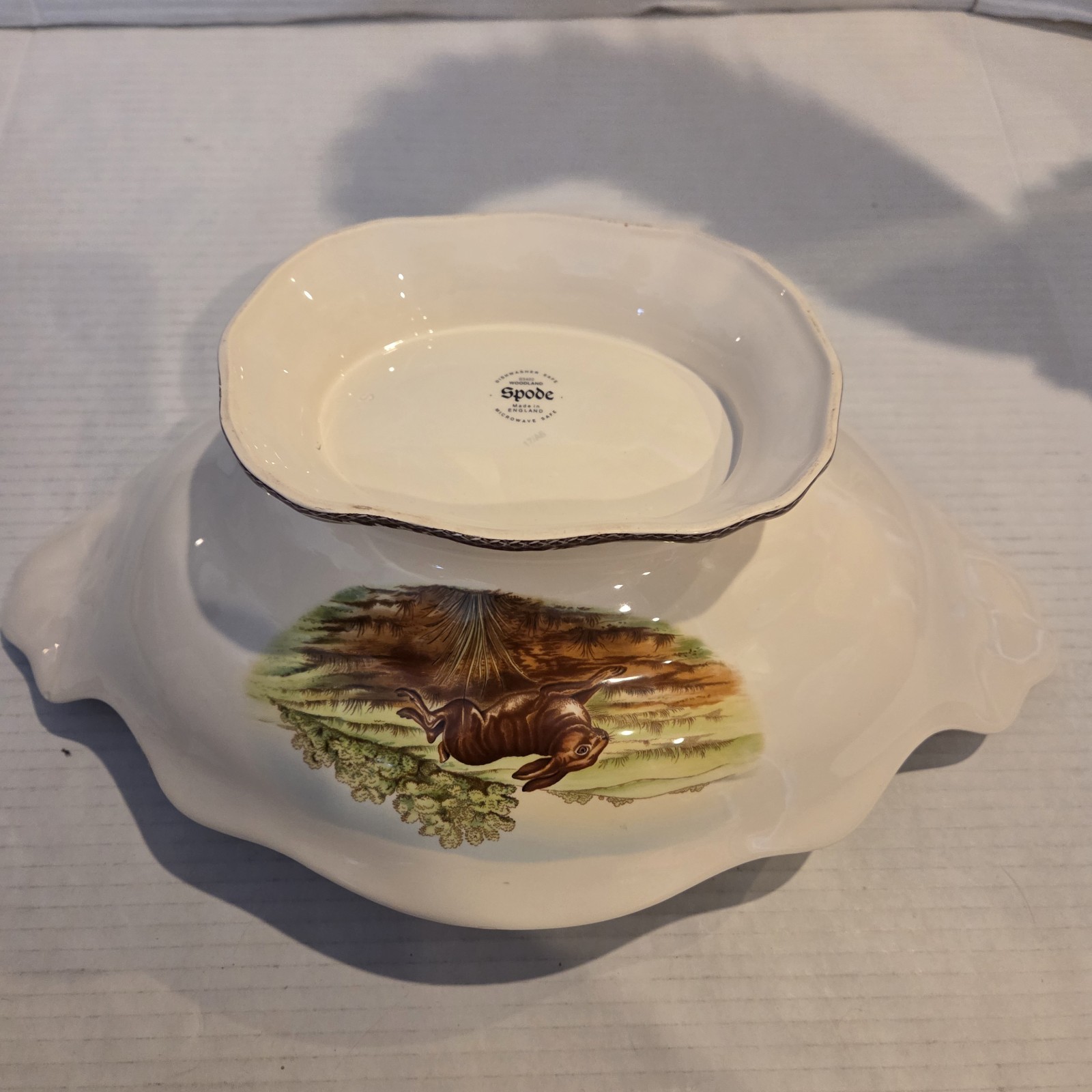Spode Woodland Bunny Rabbit Footed Centerpiece Oval Dish Serving Easter EASTER