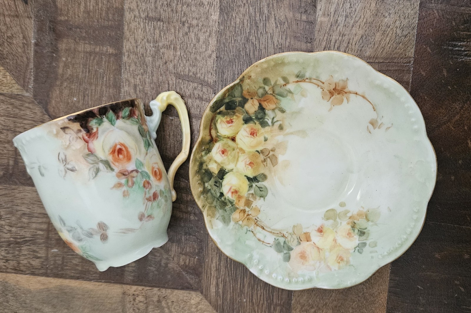 Vintage AKD France Floral Cup & Saucer Set of 5 (10 Pieces)