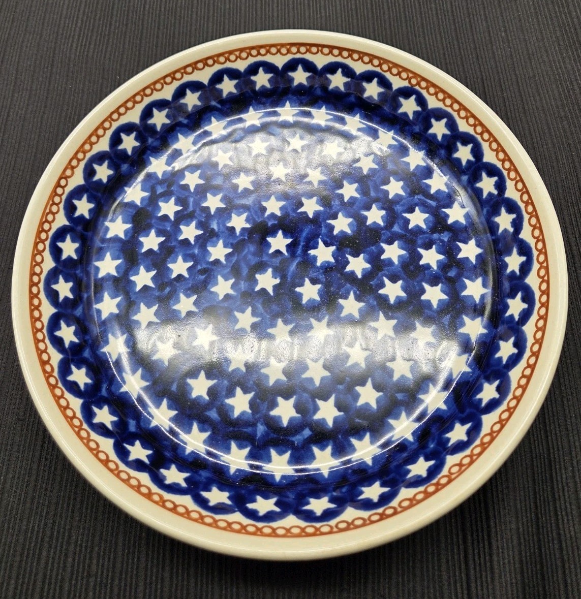 Vintage Boleslawiec Polish Pottery Stars 9.5″ Round Baker + Oval Dish VGC