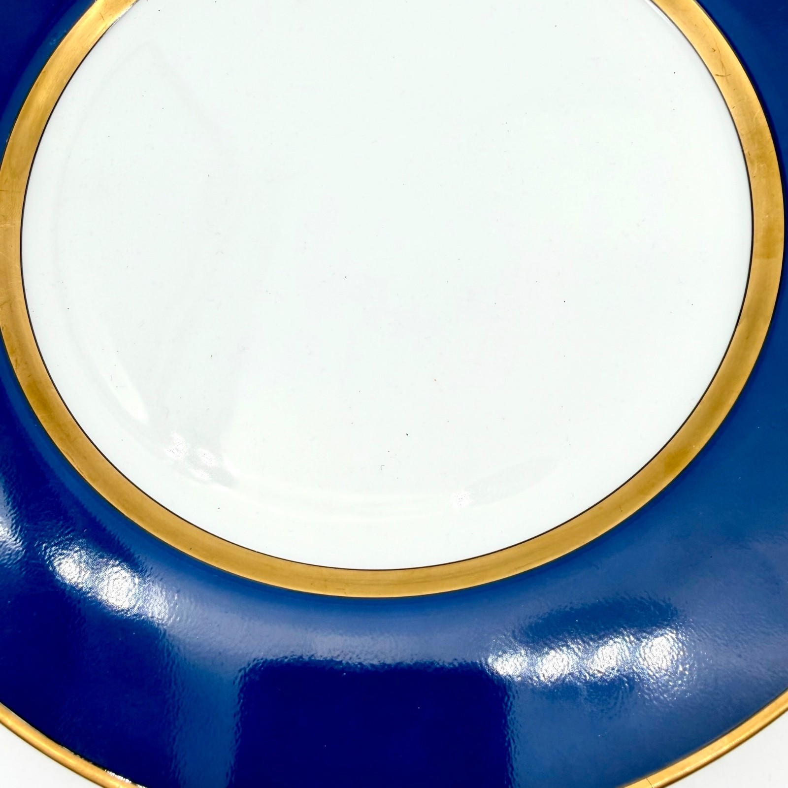 Fitz & Floyd Renaissance Cobalt Blue Dinner Plates 10 1/4″ Gold Trim 1978 Set 4