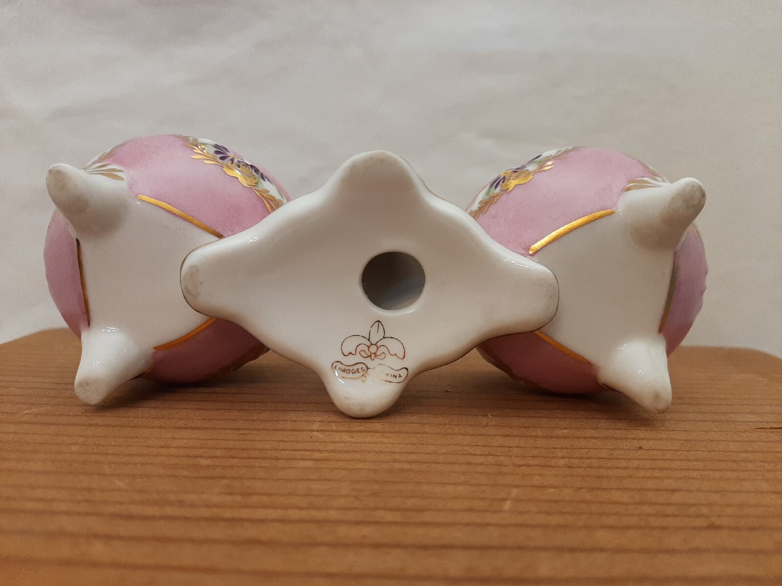 RARE Limoges China Spice Cups Salt Dip Server Vintage Pink