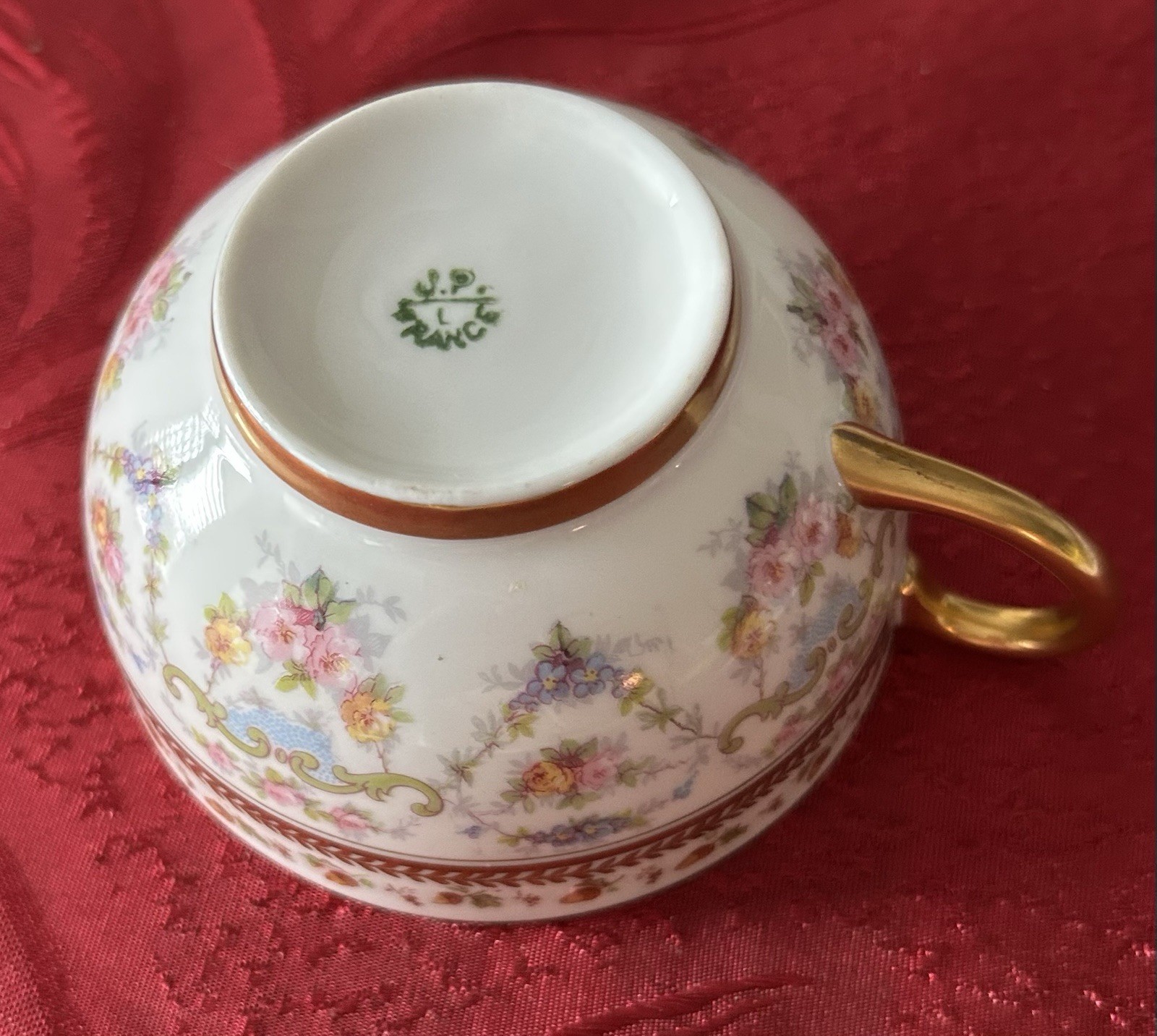 Antique 1900 Jean Pouyat JPL Limoges POY63 Flowers Acorns Porcelain Cup & Saucer