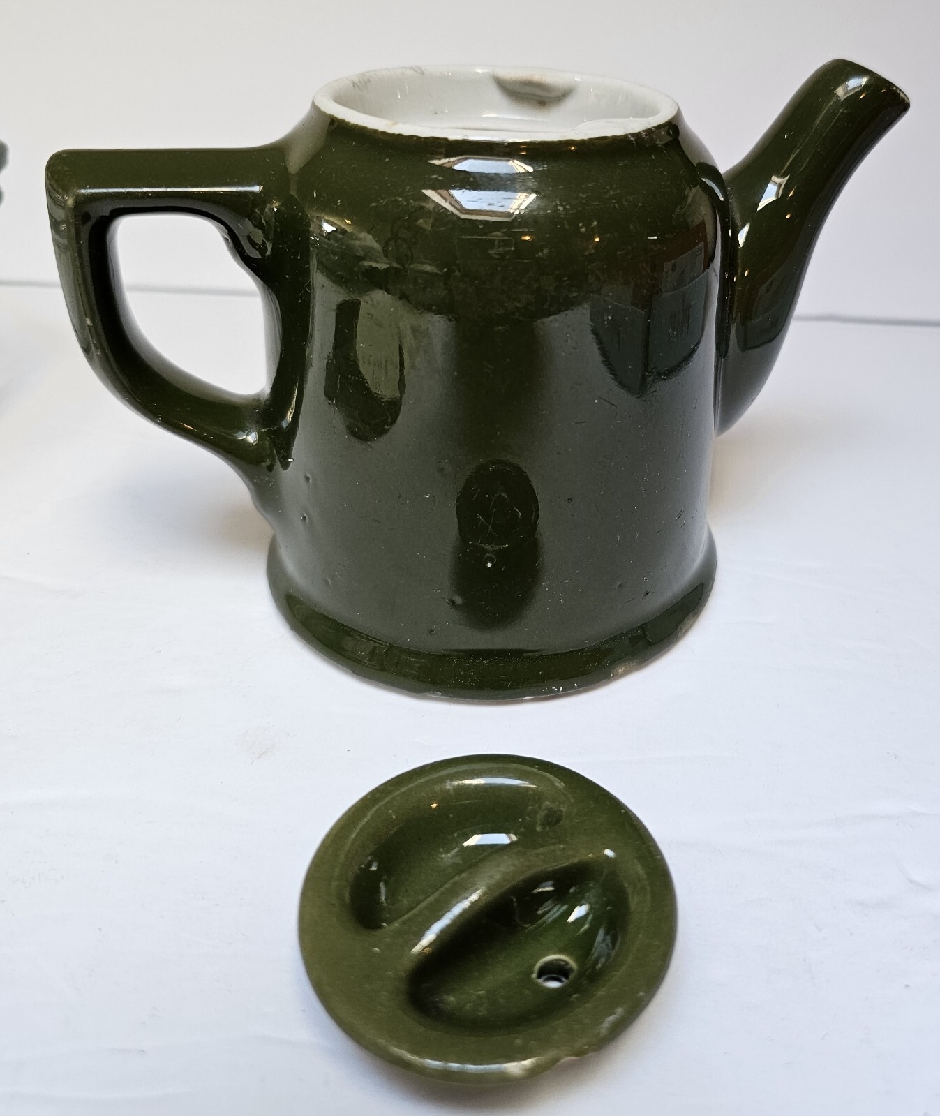 HALL Tea Pot Lidded Dark Green 3.75″ Used Condition