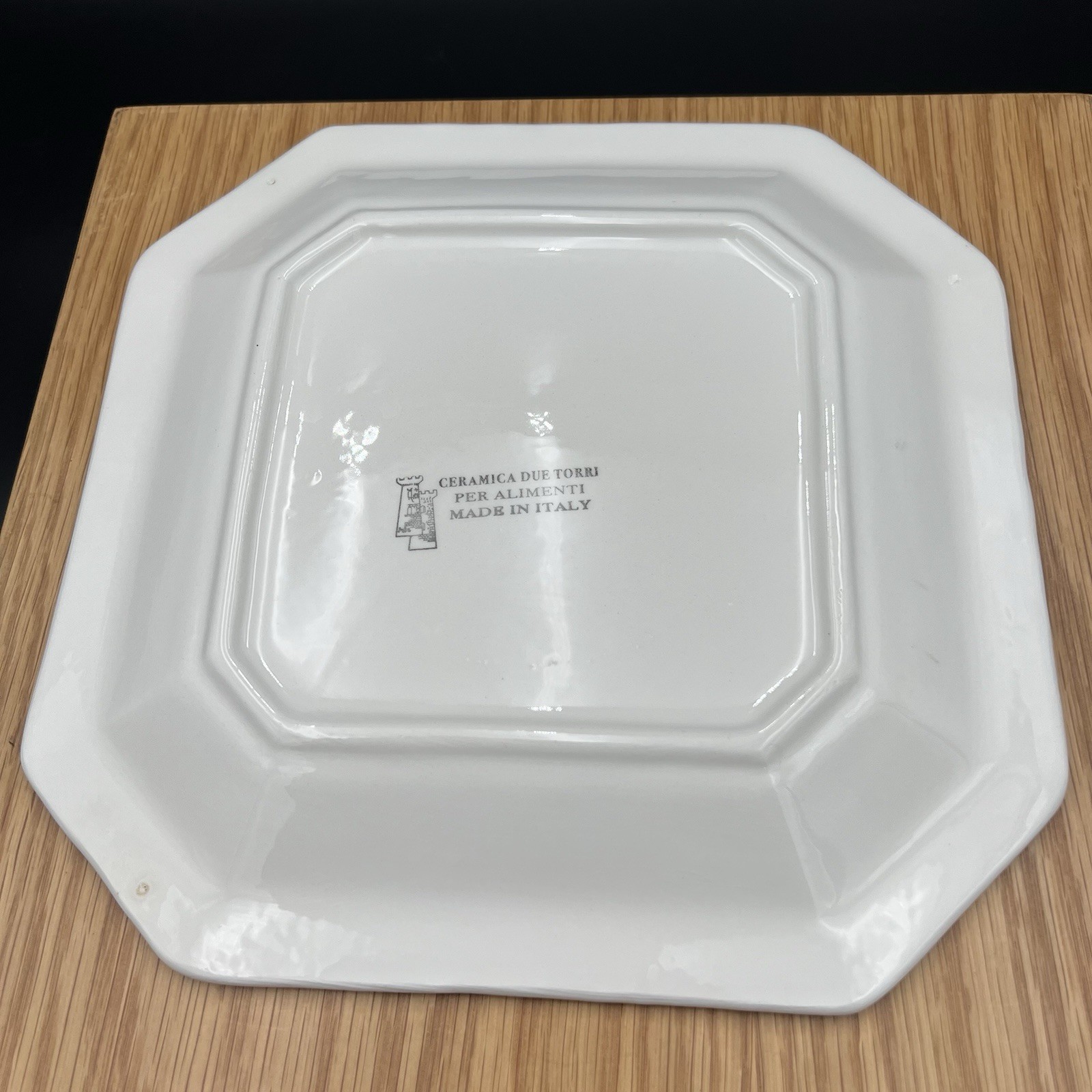 Vintage Ceramica Due Torri Mint Herb Plate Square 9” Italy Set of 2