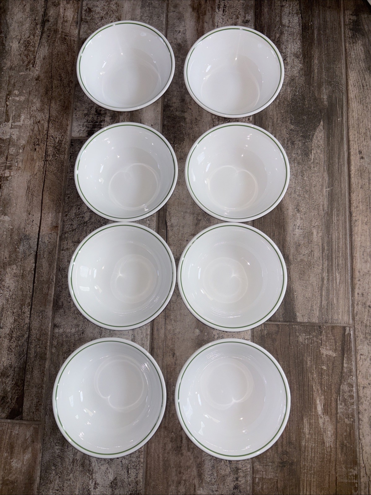 VTG Set Of 8 Corelle Corning Winter Holly Soup Cereal Bowls Green Bands