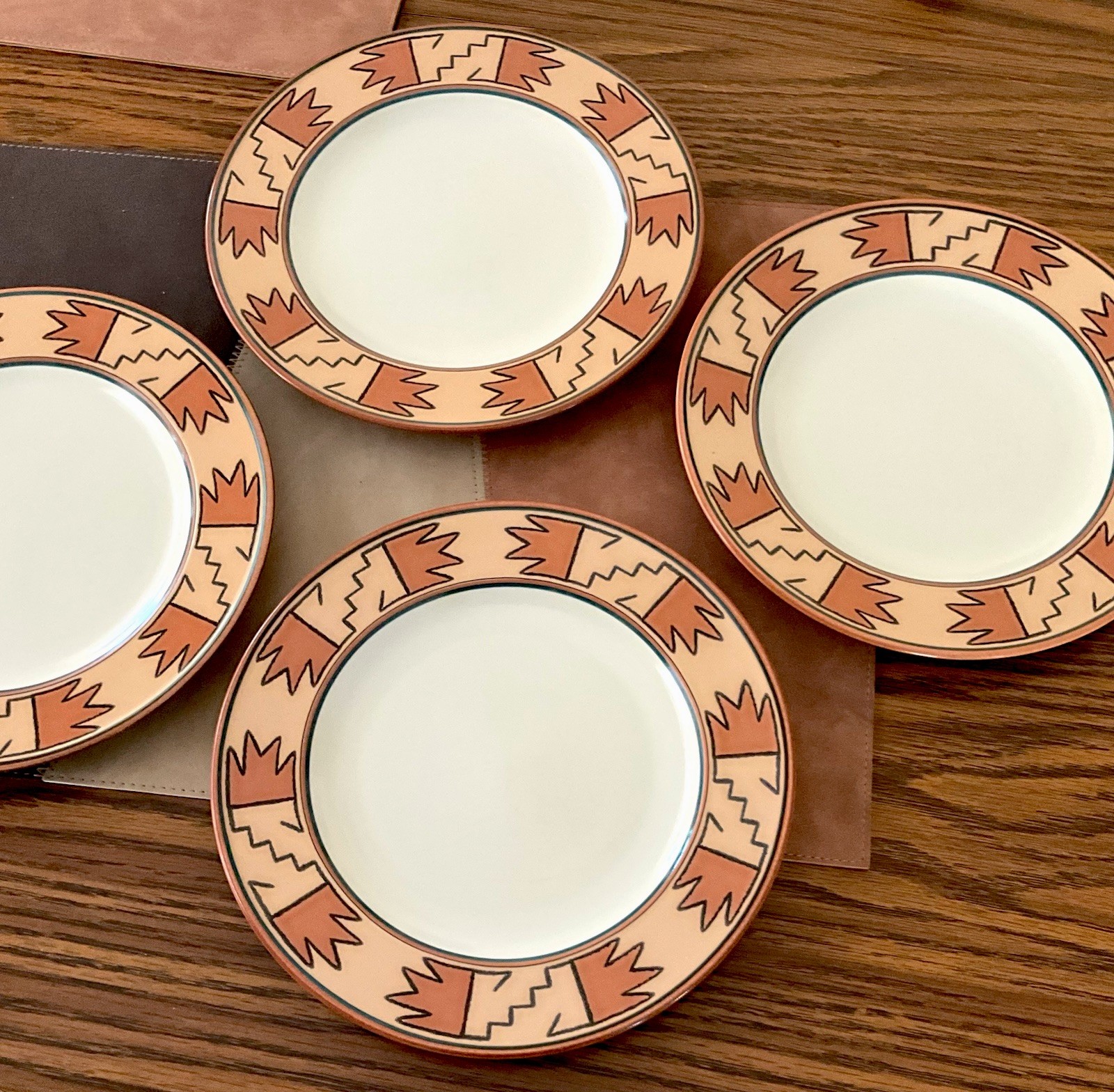 (4-pc-set) Mikasa Terrastone Laramie SALAD PLATES Southwestern 8-3/8” MINT