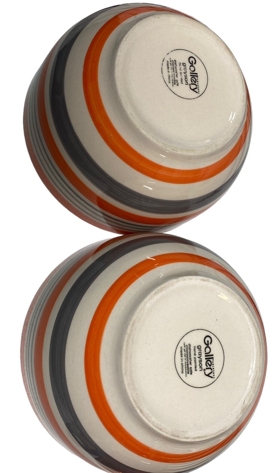 Set Of 2 Tabletops Gallery “GRAYSON” Hand Painted Orange 5 5/8″ Soup Cereal Bowl