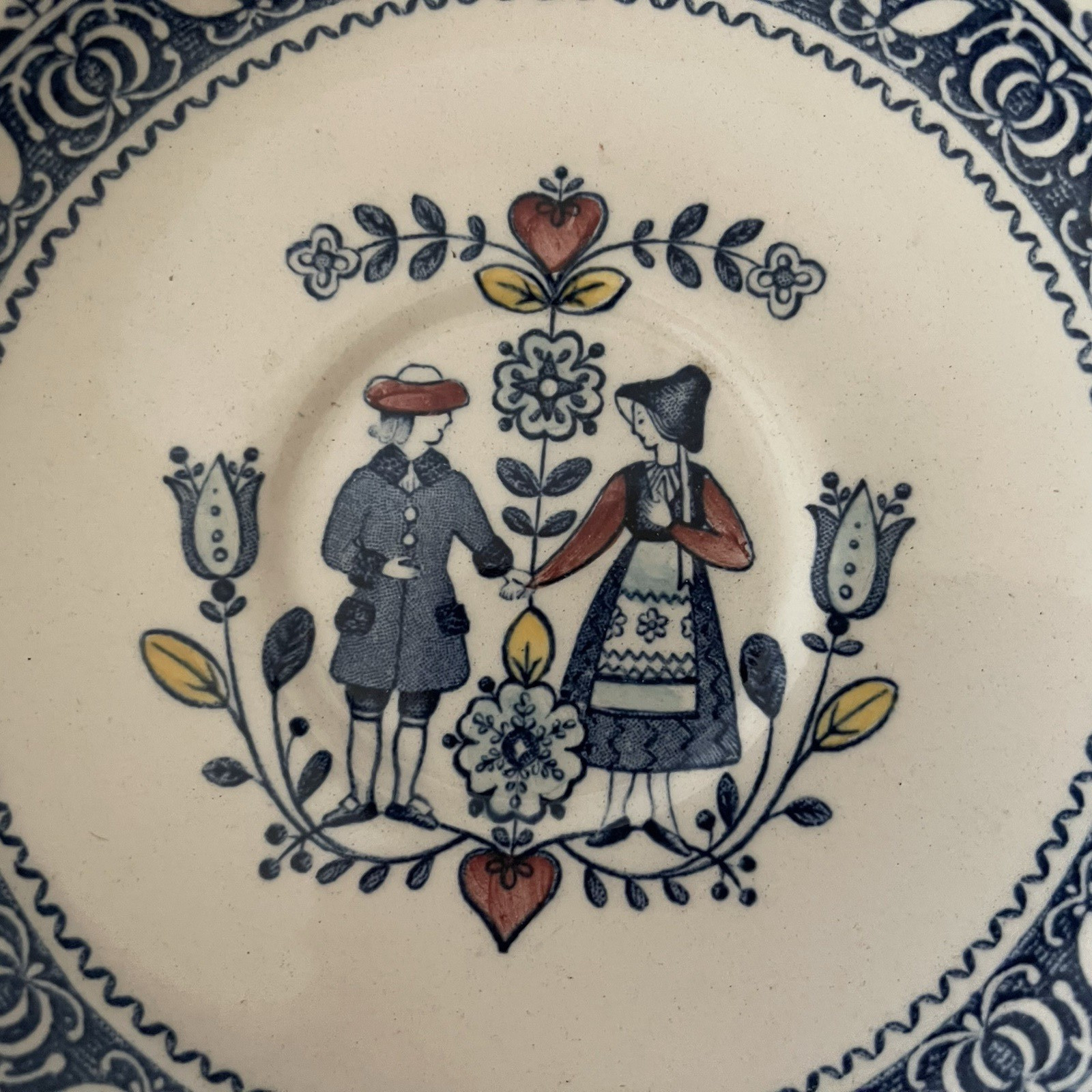 Johnson Bros Staffordshire Ironstone Saucer Set 3 Old Granite Hearts & Flowers