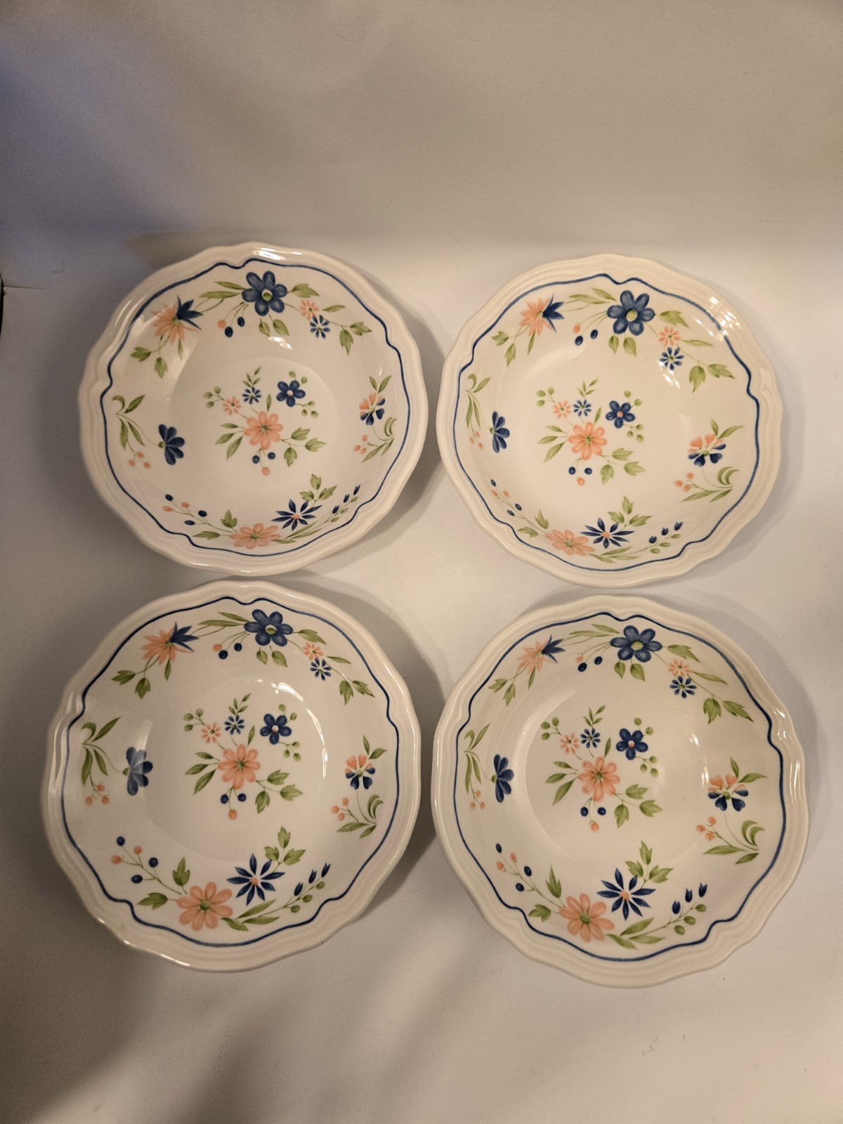 Vintage Sears Country French Ironstone 70’s #4453 Scalloped Floral Set Of 12