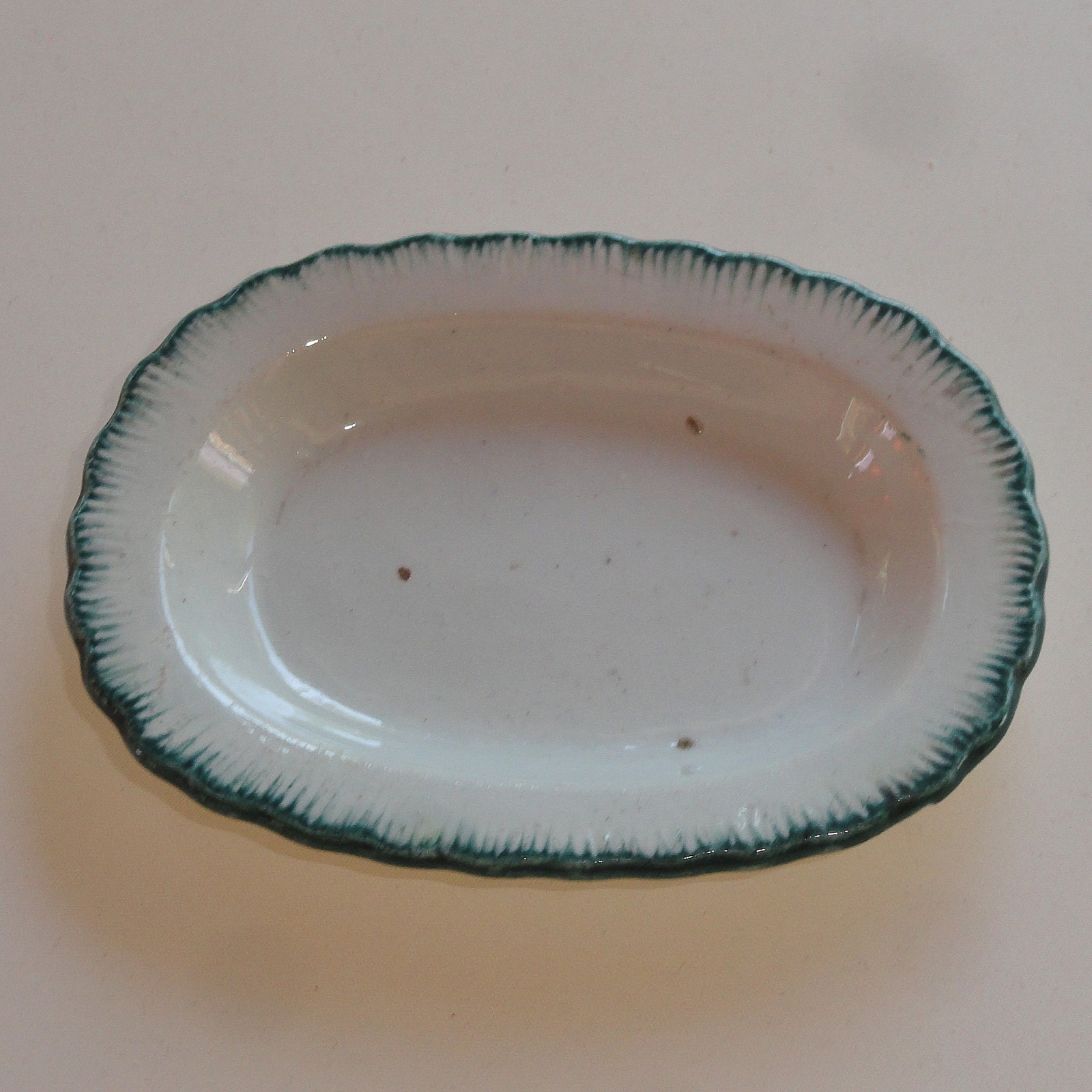 Green Feather Edge Shell Edged Pearlware Toy Platter Davenport c 1825