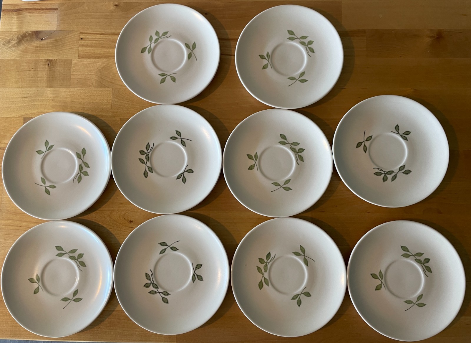Rose A Day Pattern, Vernon Dinnerware, MCM, 10 piece saucers White, Pink, Green