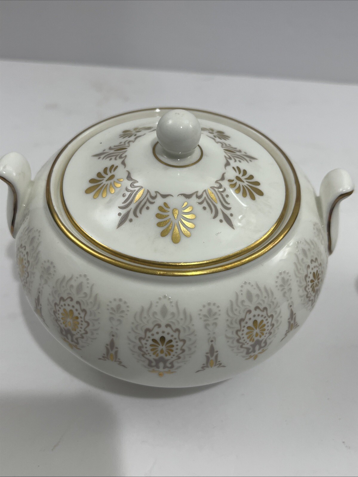 Vintage Wedgwood Medina Beige Bone China Set Of Sugar Bowl With Lid And Creamer