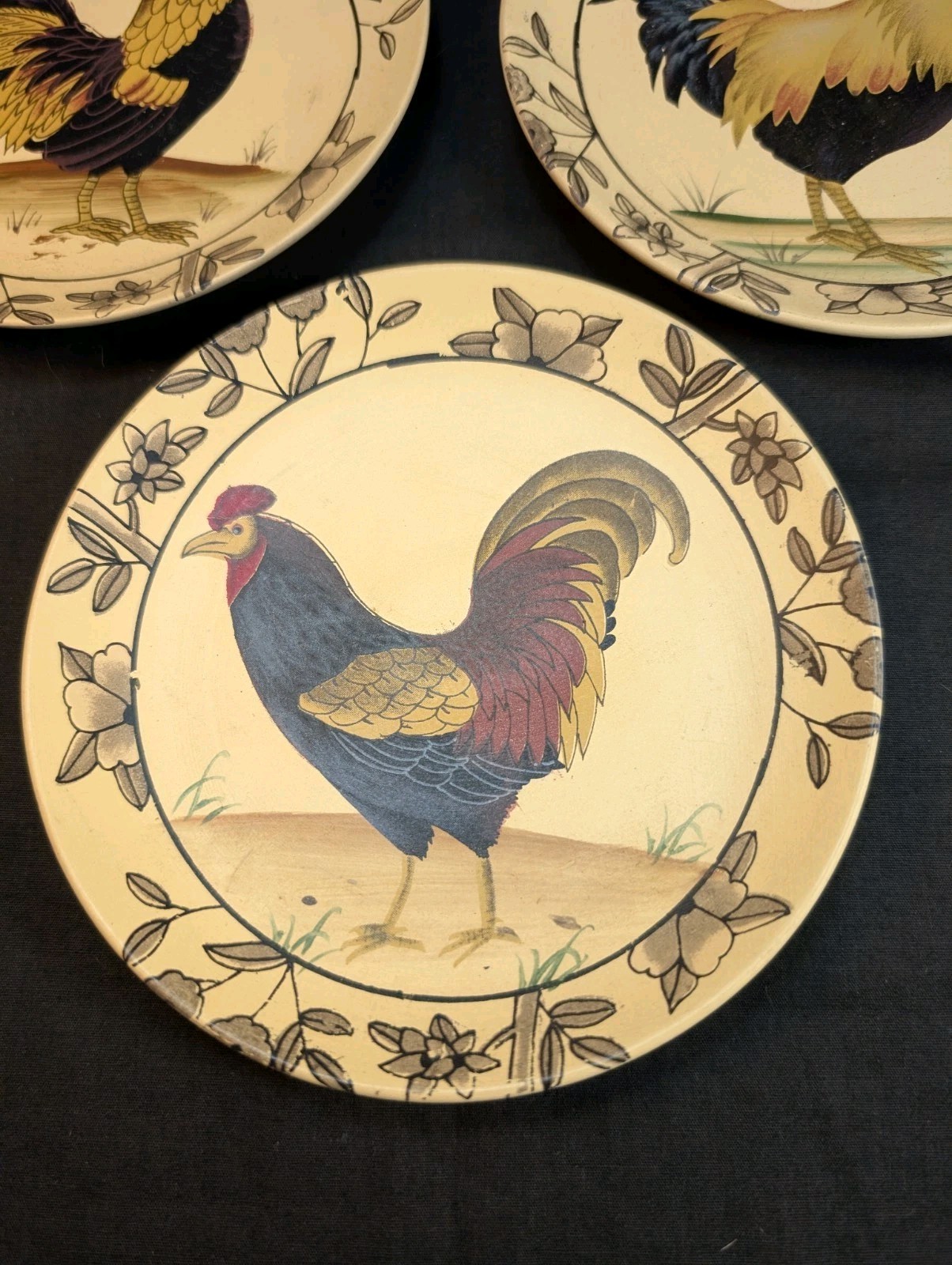 Set of 3 Vintage Rooster Decorative Wall Plates 6in