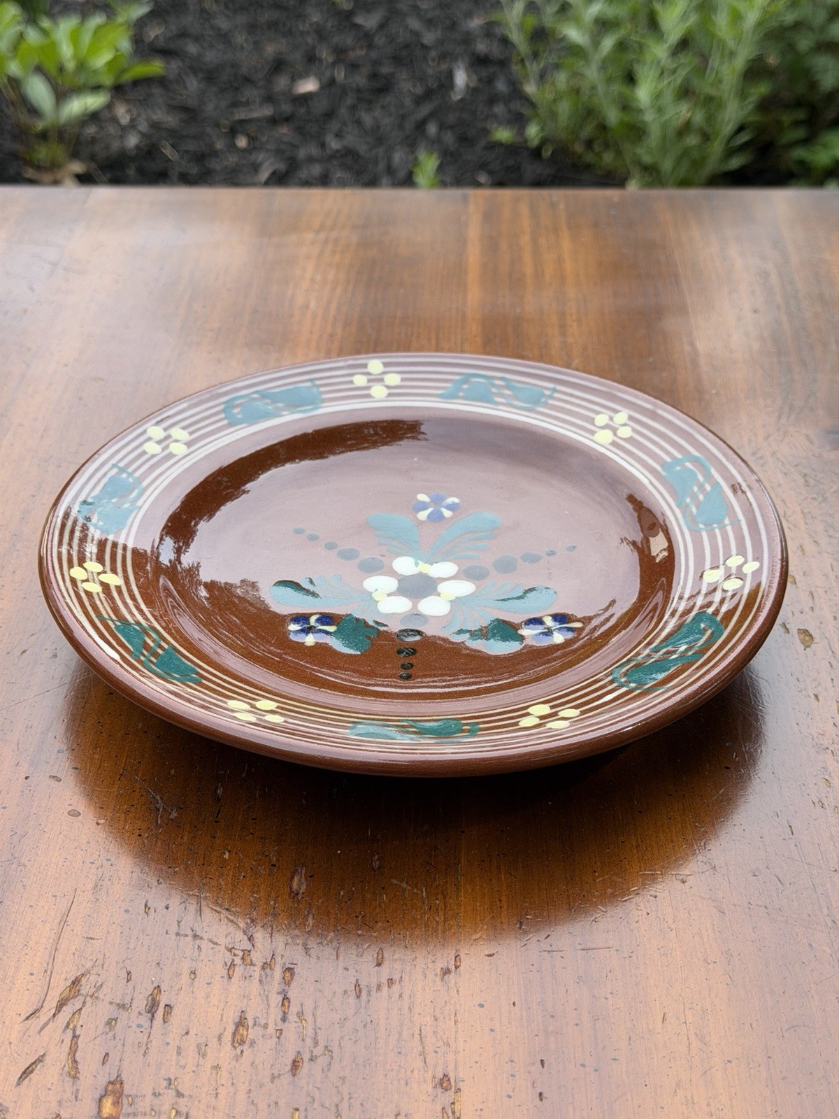 Vintage La Solana California Pottery Hand-Painted Floral Plate