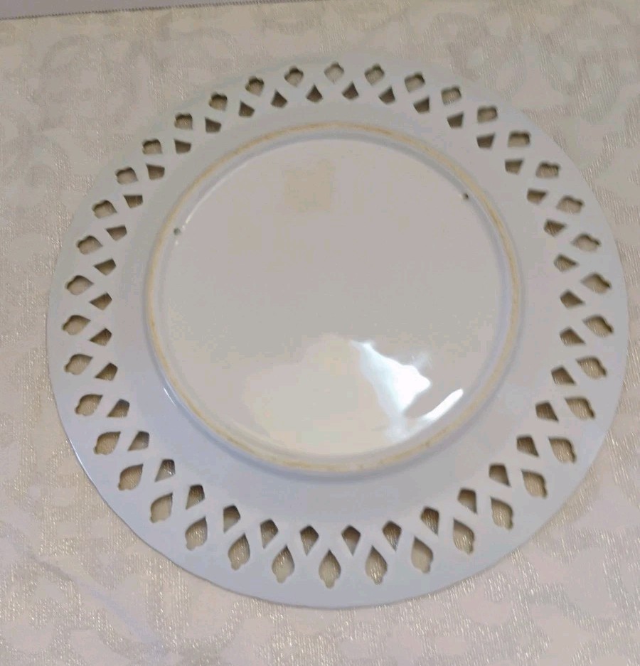 Vintage MCM Berggren Trayner Lattice Edge Wall Plate Rooster Weathervane