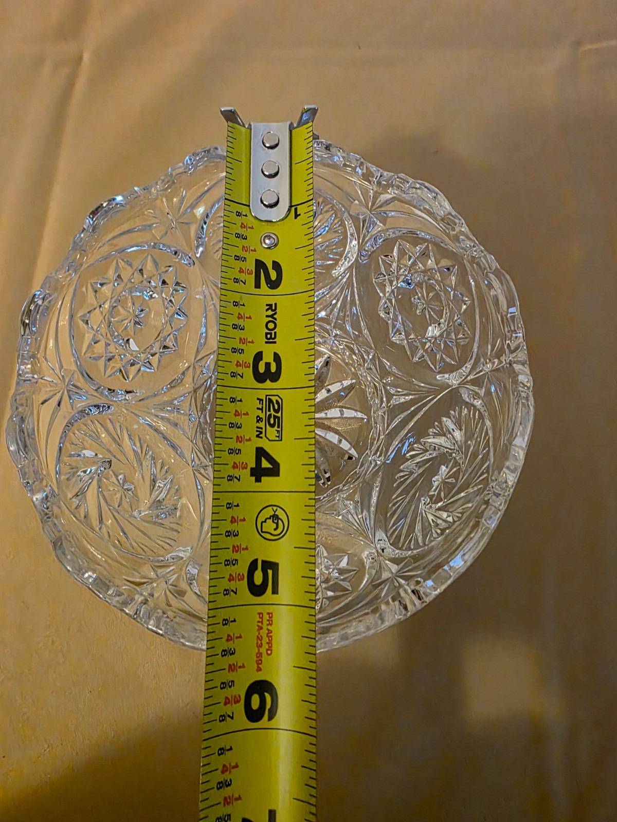 Crystal Candy Dish 4 inches high and 5 1/2 inches wide