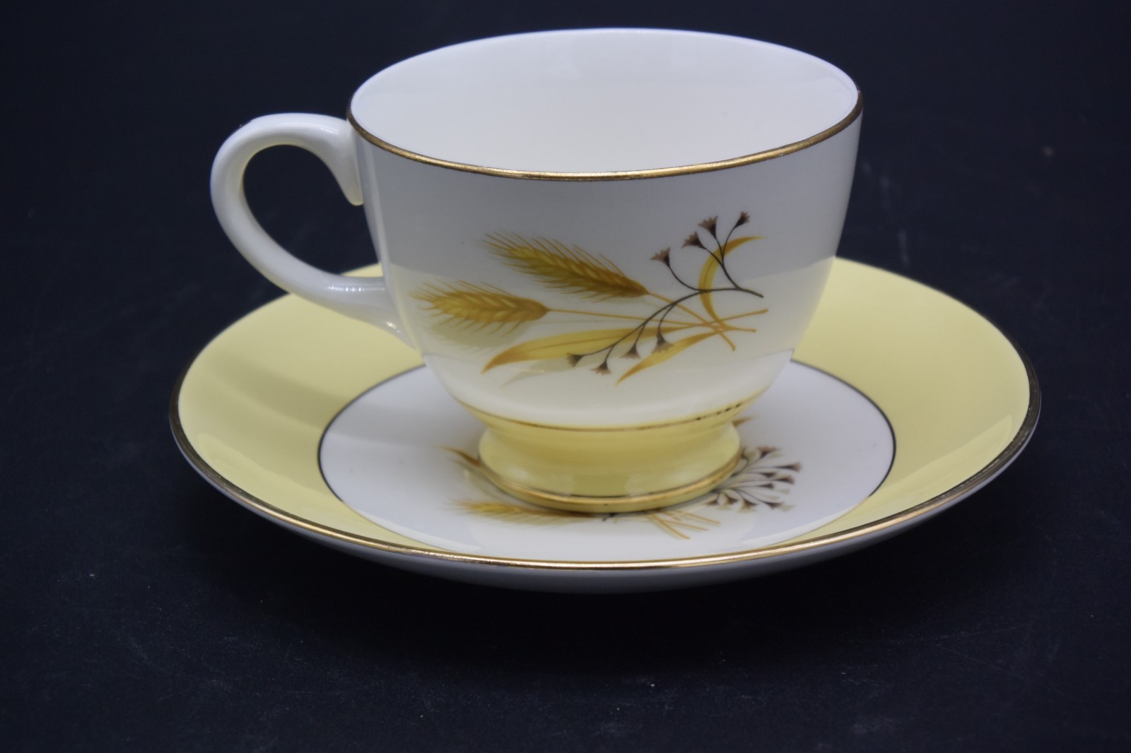4 Vintage Century Service Co Autumn Gold Cups Saucers Set Wheat Yellow MCM USA