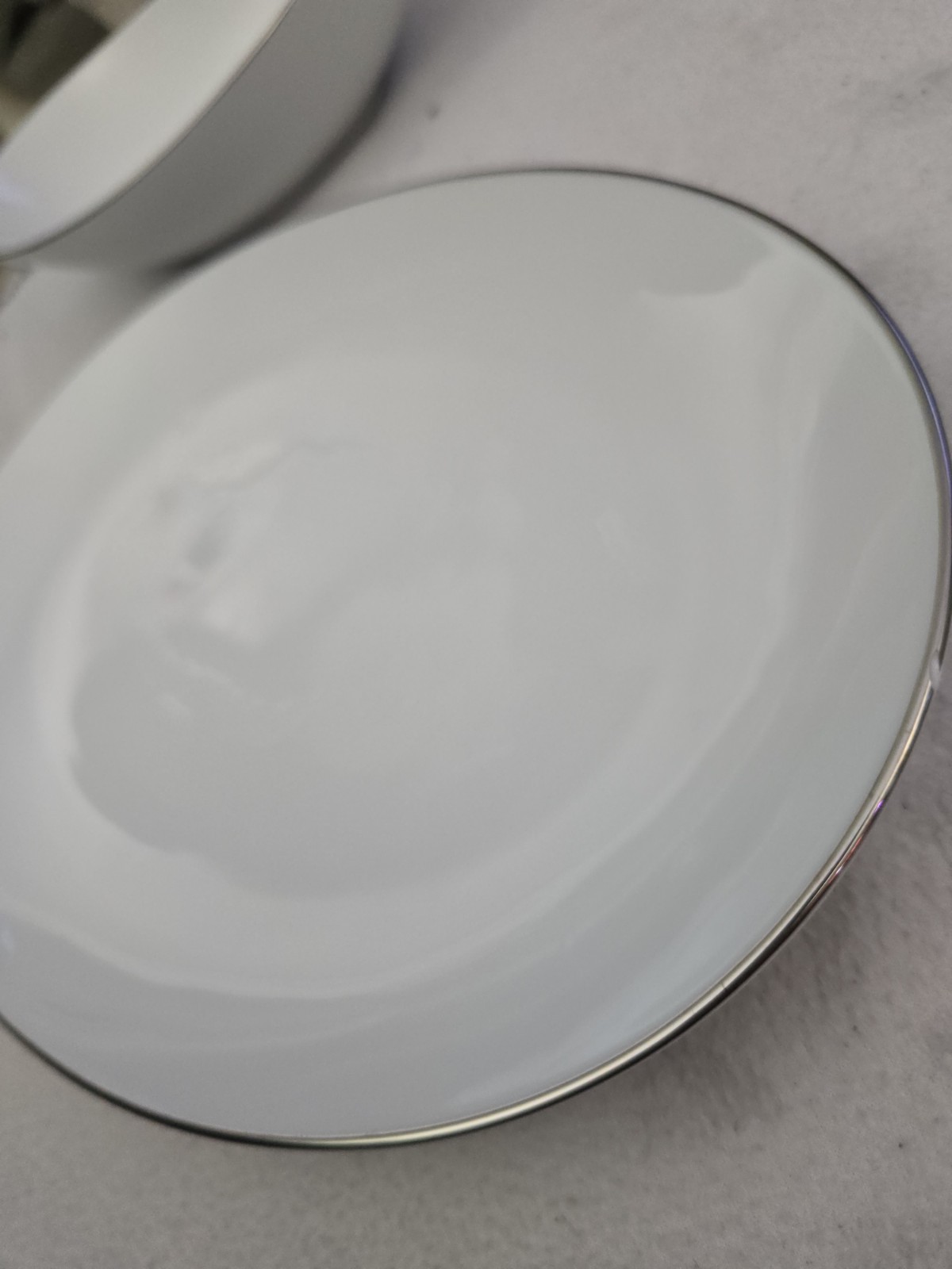 Noritake Colony 5932 China Dinner Set White Silver Rim Plates Cups Saucers