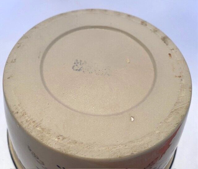 Vintage Blue Rim/Beige Blue Floral 6 Inch-(D) 3″ (H) Country Bowl/Crock/Planter