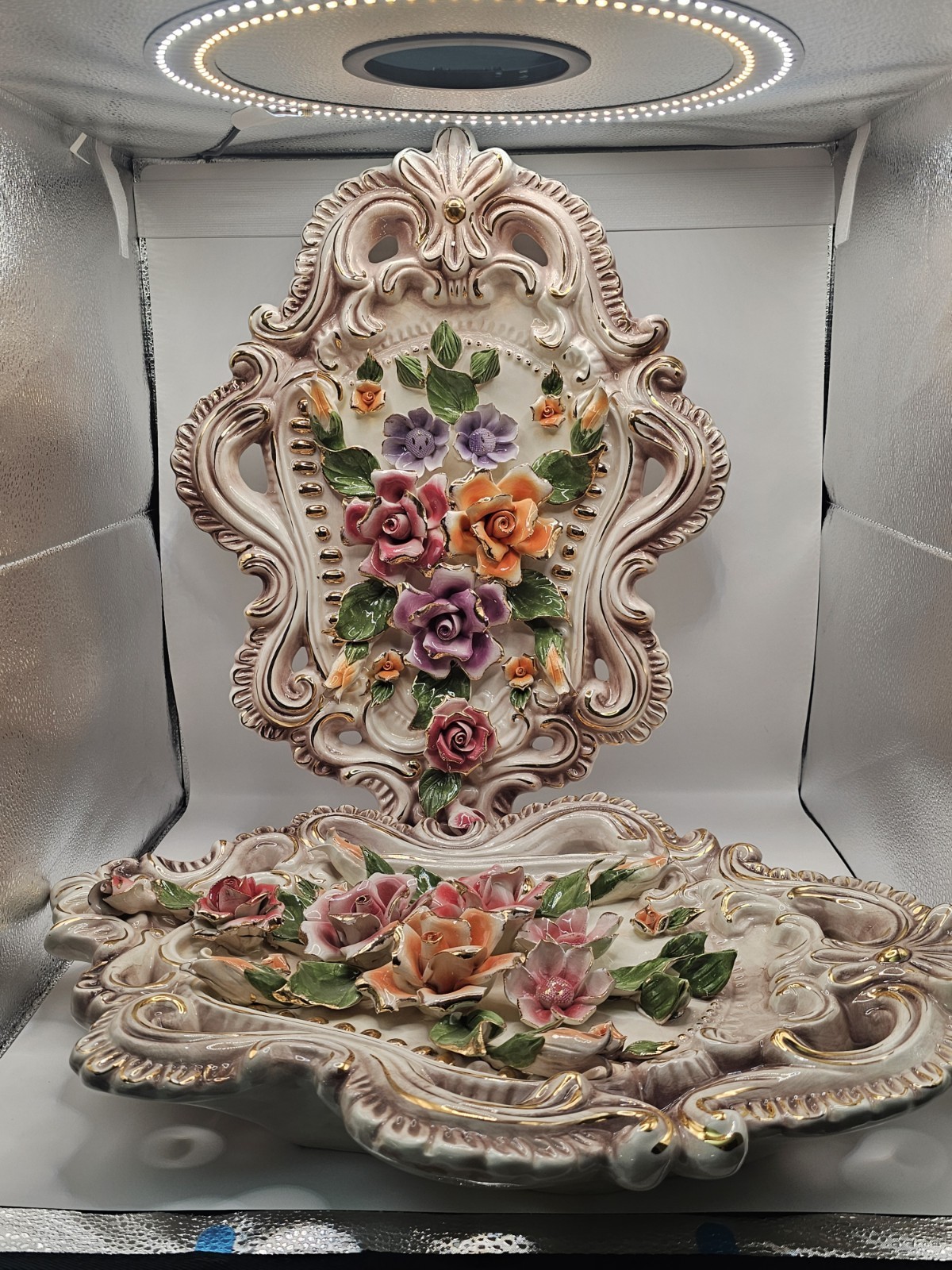 Pair of Beautiful Vintage Capodimonte Wall Art