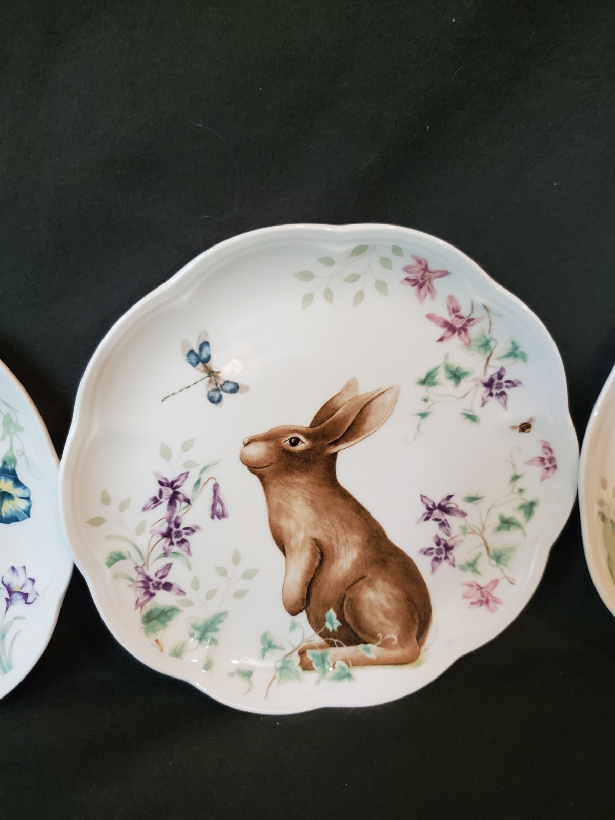 Lenox Butterfly Meadow Bunny Rabbit Accent Plates 9 ” Tea Party