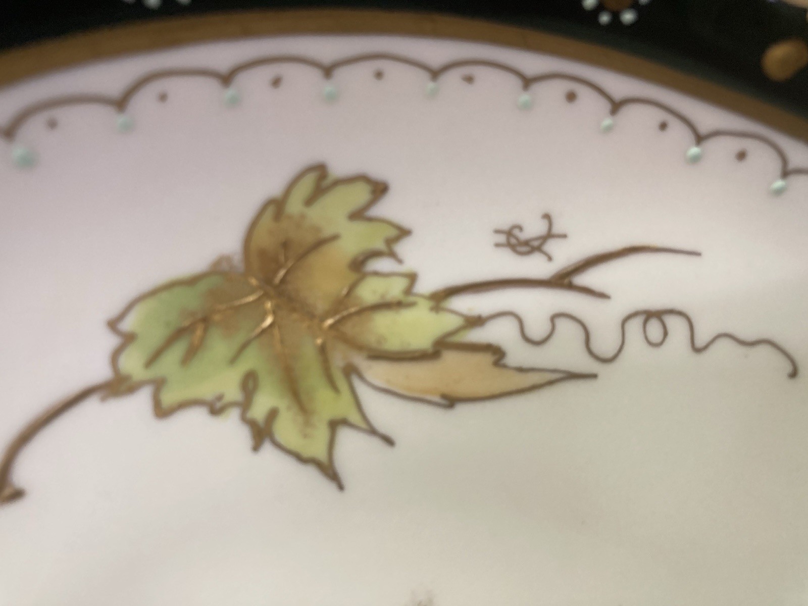 Lovely Antique Hand Painted Bowl / Austria / Pickard China / Fall Leaves