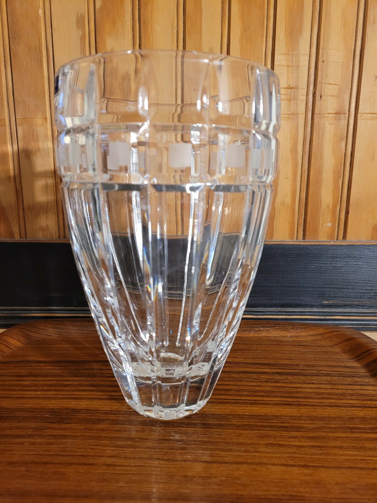 Marquis by Waterford Quadrata 8″ Crystal Flower Vase Frosted Squares