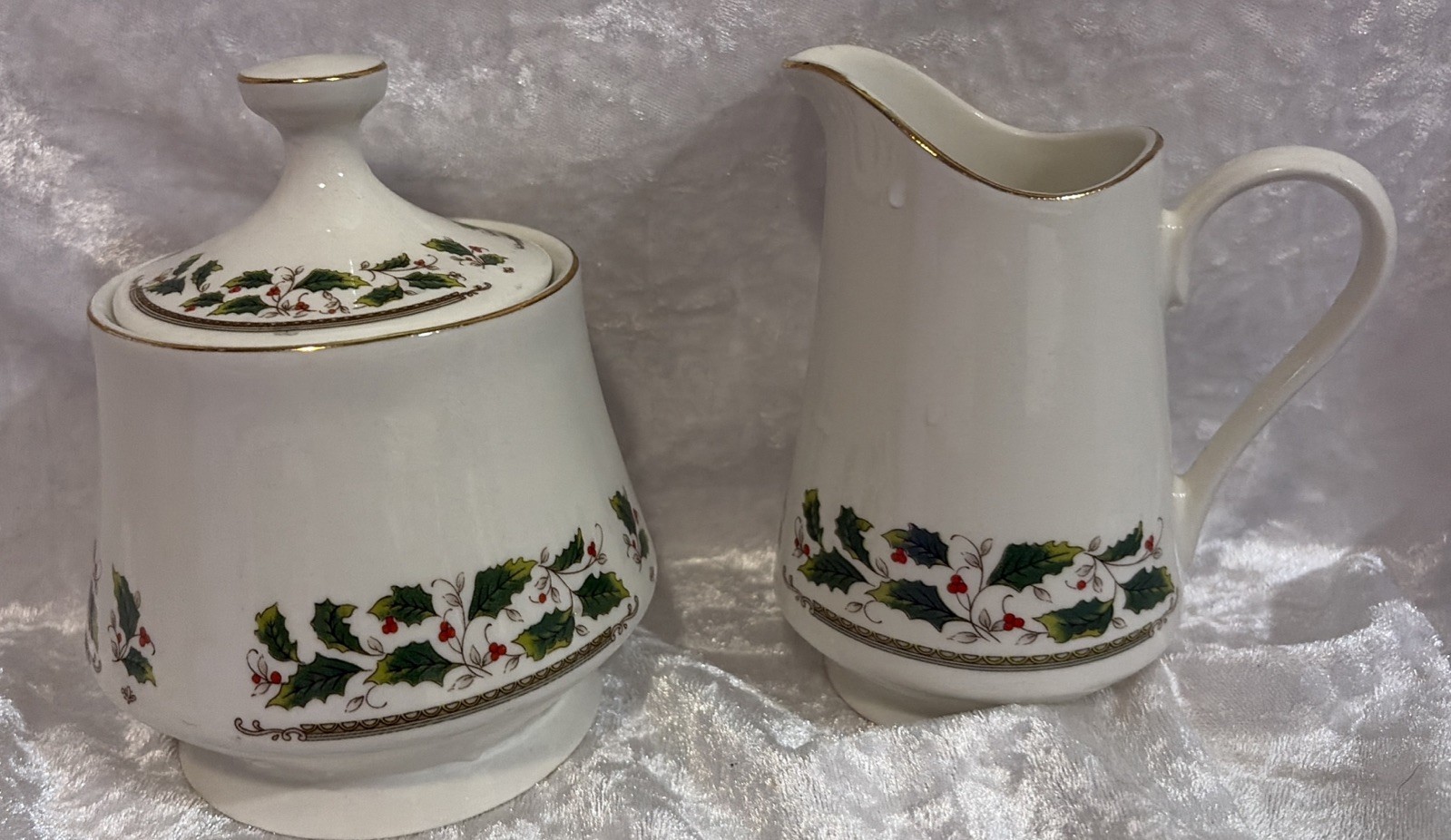 Holly Holiday Home for the Holidays Sugar and Creamer Set Christmas