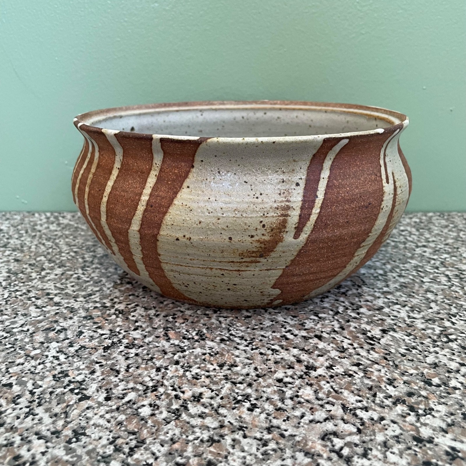 Studio Art Pottery Bowl Glazed Pottery Earth Colors Signed Artist Hand Made