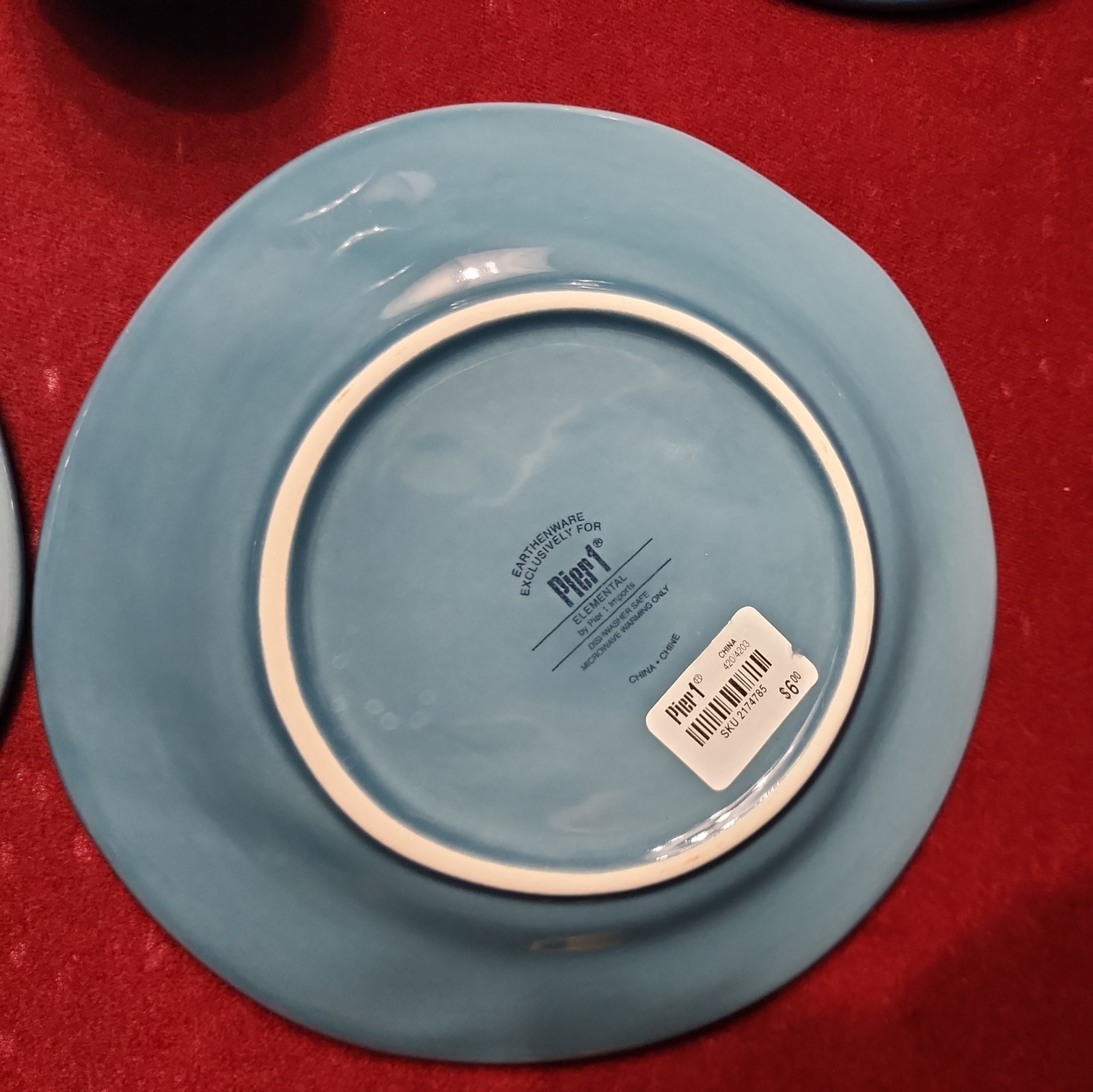 PIER 1 Stoneware ELEMENTAL 4 Salad Plates 8 25″ Smoke Blue RETIRED Asymmetrical