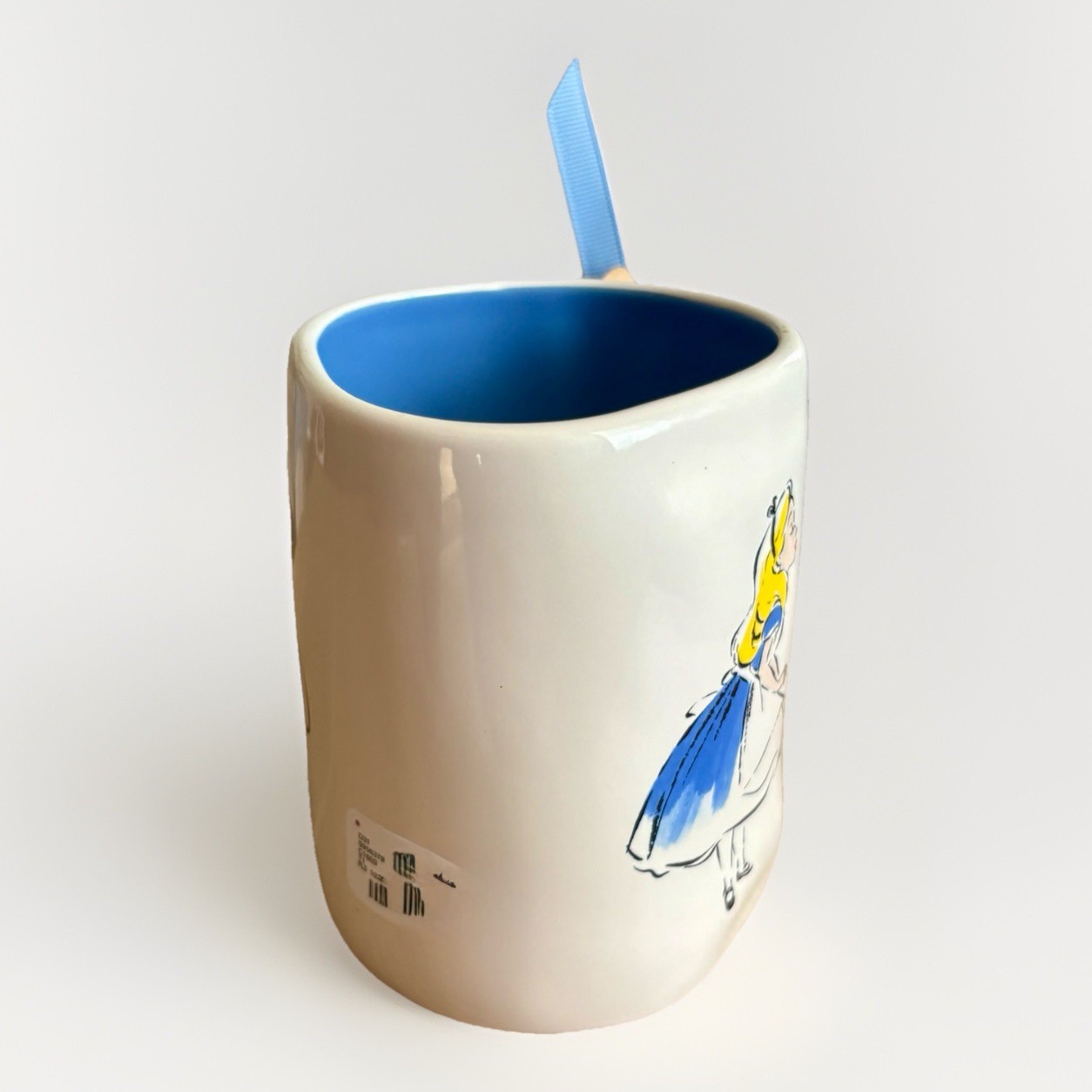 NWT RAE DUNN DISNEY ALICE IN WONDERLAND Double-Sided Ceramic Mug White/Blue Y2K