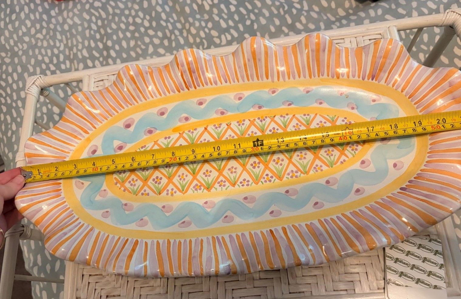 RARE Mackenzie Childs SUMMER FROCK 21.5” Oversized Hand Painted Oval Platter