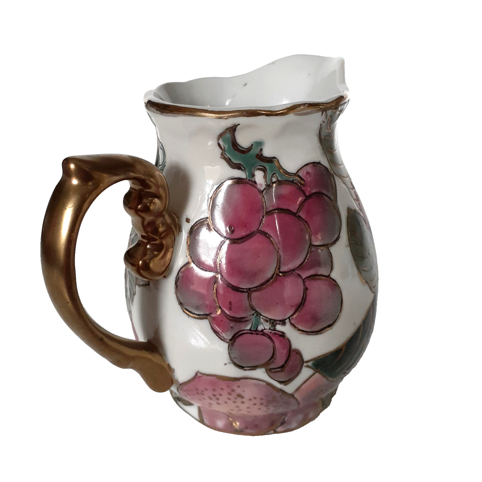 Toyo Vintage Chinese Porcelana Creamer Hand Painted Plum Floral Gold Trim 4″