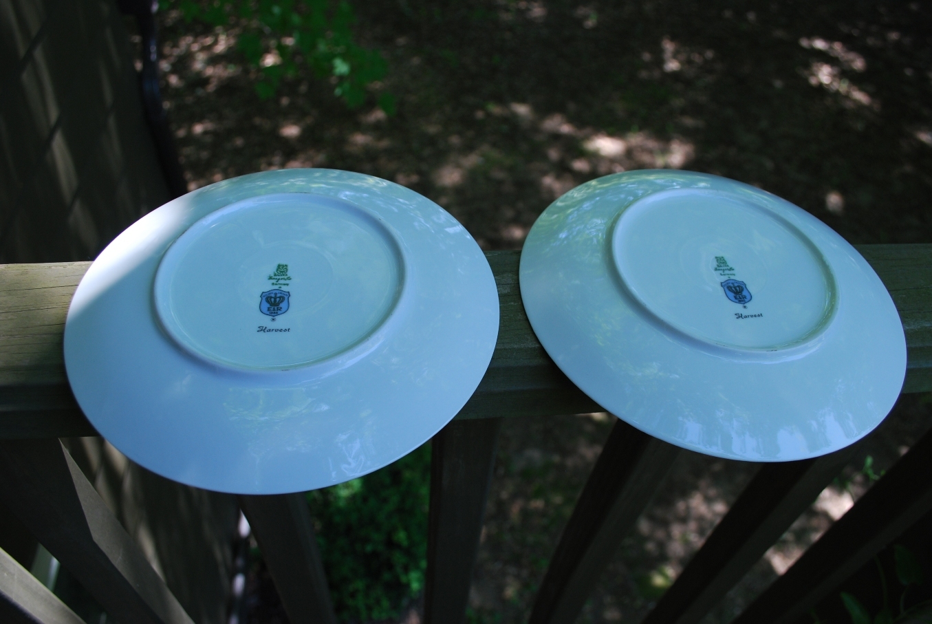 Vintage Set 2 DECORATIVE PLATES/ PEACH & APPLE Bavaria Jaeger Germany Porcelain