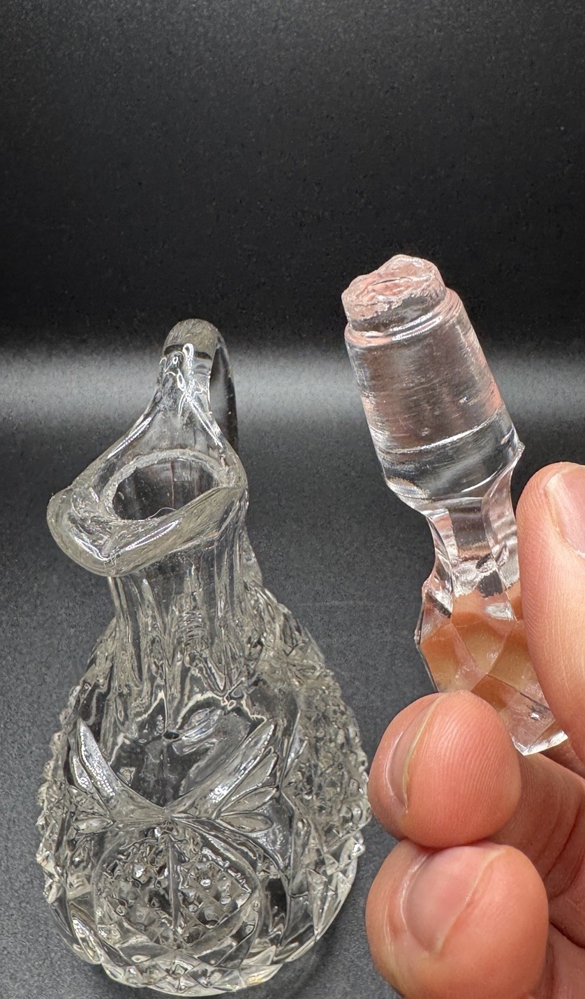 Antique New Martinsville No. 500 Wetzel Glass Cruet EAPG Manganese Glow 1905