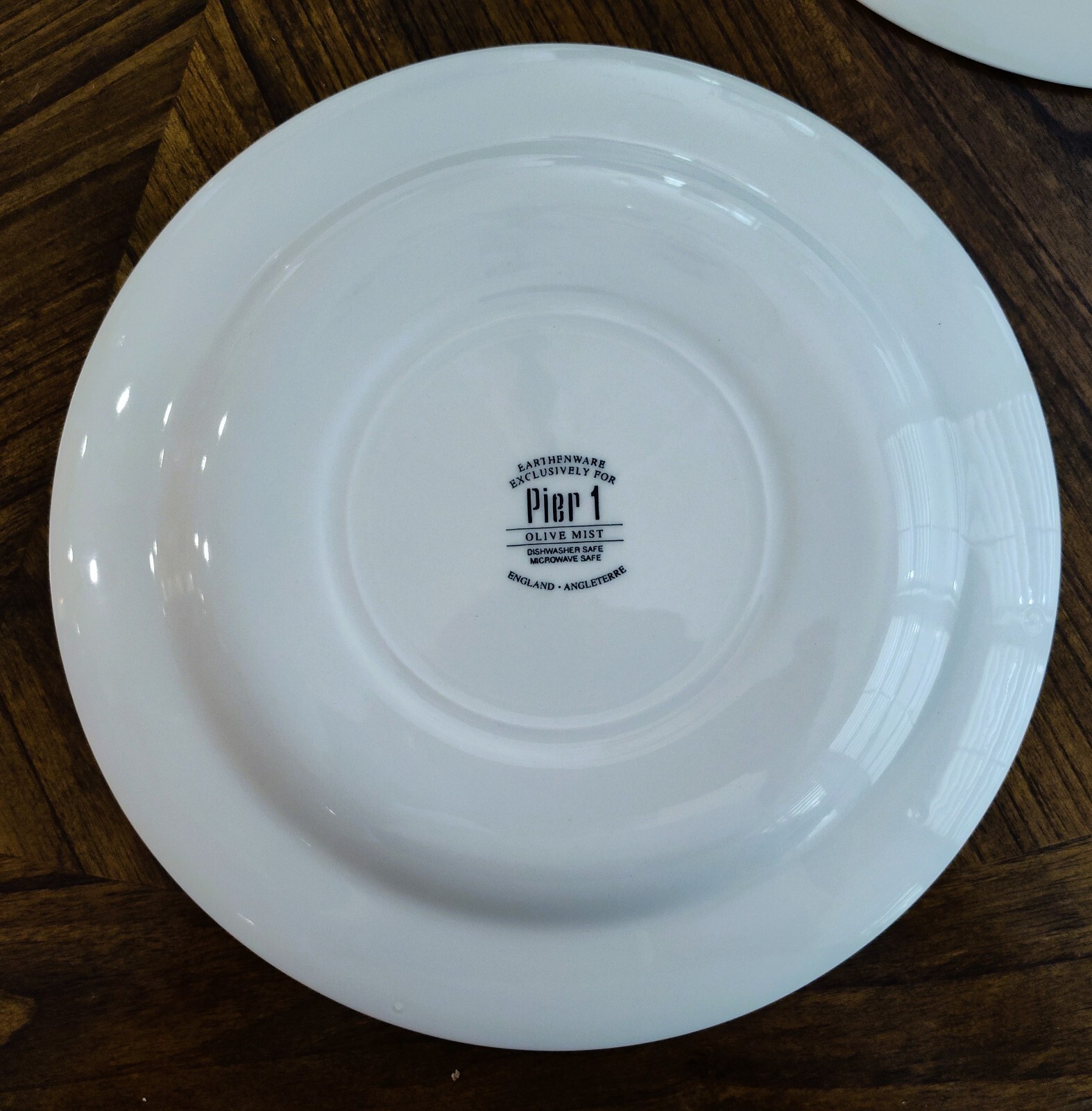 Set of 3 Pier 1 Olive Mist Ceramic Earthenware 10 1/4 Dinner Plates-England