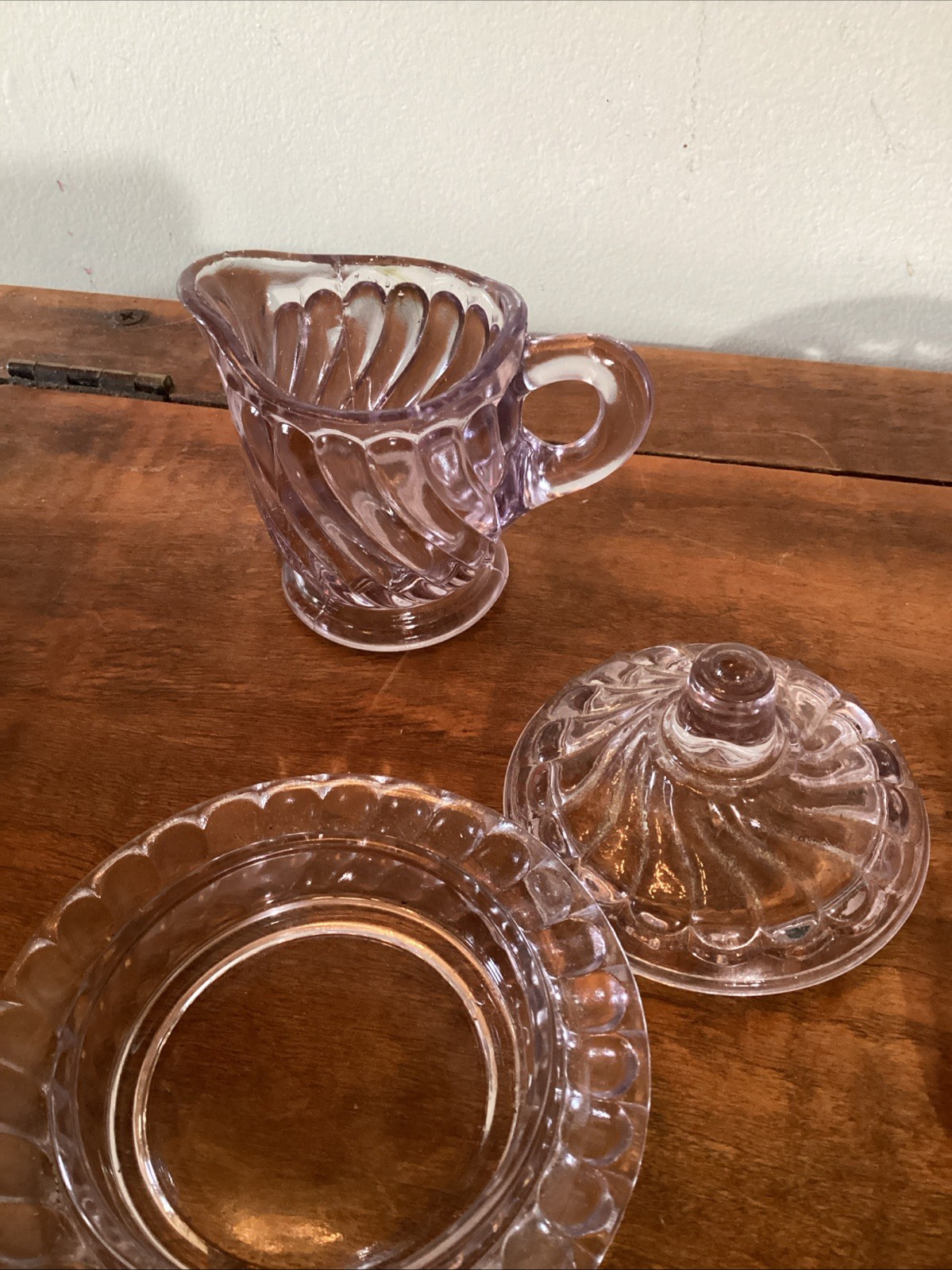 Lot Of 5 Antique EAPG Sun Purple Amethyst Glassware pcs- Sugar Bowl, Creamer +