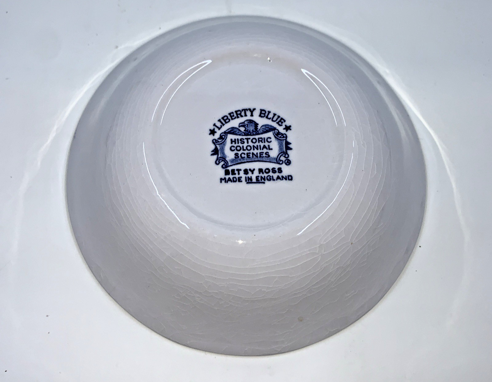 Liberty Blue Historical Colonial Scenes Berry Bowl 5″ Betsy Ross Blue White VTG